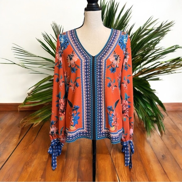 Flying Tomato Tops - Flying Tomato Boho Floral Long Sleeve Blouse – Size S